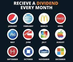 the logos for different brands are shown in this graphic above it is an image that says, receive a dividend every month