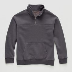 This Thereabouts little and big boys' long-sleeve pullover is a must-have for his cool-weather wardrobe for layering over t-shirts or pairing with jeans for casual outings. It's made from a soft cotton-blend with recycled fabric and features a regular-fit, a collar neck with a quarter-zip closure, a front kangaroo pocket, and cuffed sleeves. Closure Type: Pullover Head, ZipperFit: Regular FitNeckline: Collar NeckPockets: 1 Front Kangaroo PocketSleeve Length: Long SleeveSleeve Style: Cuffed Sleev Collar Neck, Boys Long Sleeve, Quarter Zip Pullover, Recycled Fabric, Cuff Sleeves, Big Boys, Long Sleeve Pullover, Kids Boys, Kangaroo Pocket