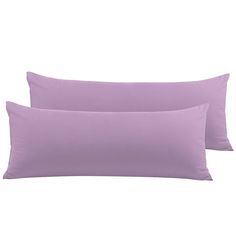 two purple pillows sitting next to each other