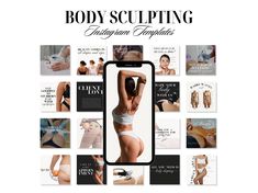 Are you an esthetician or medspa owner eager to attract more clients and enhance your social media presence?  Our expertly designed Body Sculpting Instagram Templates are exactly what you need!  This bundle includes 6 aesthetic Canva templates specifically crafted to showcase the benefits of your body contouring treatments--perfect for boosting engagement and driving bookings. 💲SAVE 40% WHEN YOU BUY THE BUNDLE--MORE TEMPLATES, MORE VALUE!💲 WHY THESE TEMPLATES ARE A GAME-CHANGER: 💎 Designed fo Bookings Available Spa, Medspa Social Media, Body Positive Quotes, Body Firming, Ultrasonic Cavitation, Medical Spa, Social Media Templates, Med Spa, Ig Stories