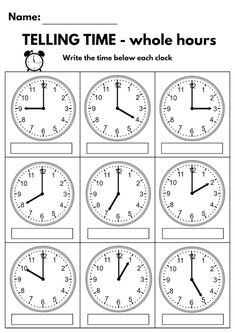 telling time worksheet for kids to learn how to tell the time on clocks