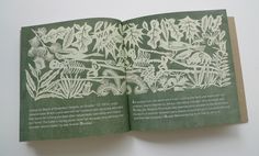 an open book with white paper cut out of it's pages and some plants