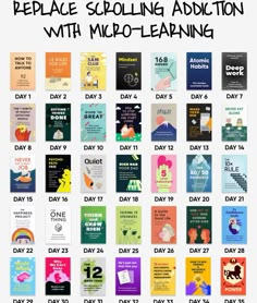 a poster with different types of books on it and the words, peace scrolling addition with micro - learning