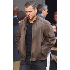 Matt Damon Jason Bourne, Jason Bourne, Celebrities Leather Jacket, Outfits Hombre, Distressed Jacket, Mens Fashion Rugged, Matt Damon, Price Offer, Brown Leather Jacket