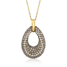 LeVian - Le Vian 1.92ct t. w. Chocolate, Vanilla Diamond Teardrop Pendant Necklace in 14kt Honey Gold. 18". With a rich history dating back to the 15th century, Le Vian jewelry is well known for its decadent designs and innovative use of color. This elegant teardrop pendant necklace glistens with a sizzling mix of 1.65 ct. t. w. round brilliant-cut brown diamonds and an icy, eye-catching stripe of .27 ct. t. w. round brilliant-cut white diamonds. Finely crafted in polished 14kt yellow gold and s Levian Jewelry, Diamond Birthstone, Brown Diamond, Black Rhodium, Cable Chain, Diamond Pendant, Diamond White, Pendant Jewelry, Vanilla