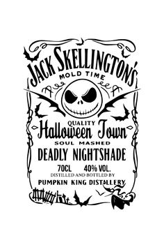 the jack skellington's halloween town poster is shown in black and white