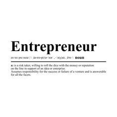 an advertisement with the words'entrepreeur'written in black and white