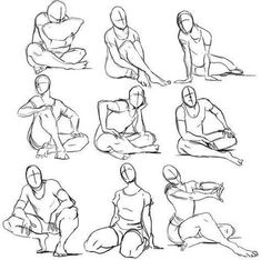 an image of a man sitting down doing different poses in the same position as he sits