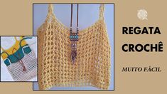 a crocheted top with beads hanging from it's side and the words regata