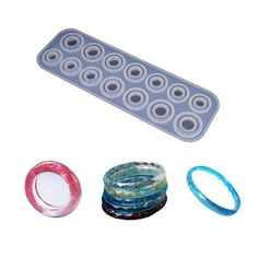 three different types of ring molds on a white background