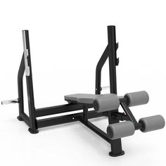 a black and gray gym equipment set up on a white background with no one in it