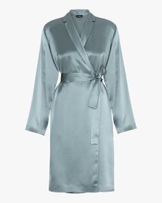 Bring a little luxury into your sleepwear with this stunning silk robe flaunting a short cut with a classic crossover silhouette notched lapel. and sash tie at the waist. 100% silk Dry clean Made in China | Women's La Perla Short Silk RobeFrosty Green Small Silk Bathrobe, Dior Jacket, Lounge Robes, Fashion Marketing, Silk Robe, Short Cut, Lingerie Sleepwear, Nightwear, Crossover