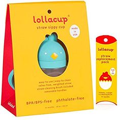 the lollapopp straw sippy cup is in its packaging