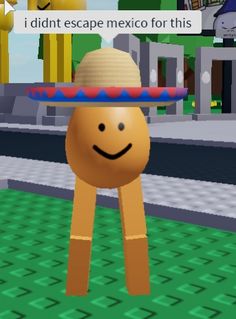 a cartoon character wearing a sombrero on his head