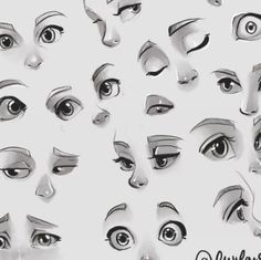 an animation character's eyes and nose are shown in this drawing lesson for children