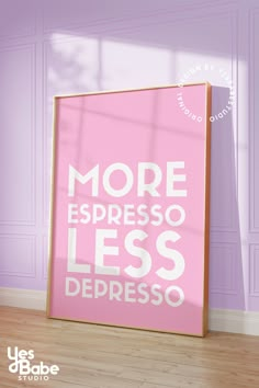 More Espresso Less Depresso, Coffee bar print, Light pink wall art, Coffee poster, Espresso poster, Pink coffee station sign, Coffee bar art Colorful Coffee Bar, Pink Coffee And Wine Bar, Pink Coffee Bar Decor, Pink Coffee Bar Cart, Pink Cafe Interior, Pink Coffee Bar, But First Coffee Pink, More Espresso Less Desperado, Cute Coffee Wall Art