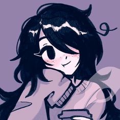 a drawing of a girl with long hair holding a cup and looking at the camera