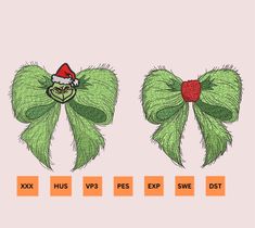 an image of two bows with santa hats on them