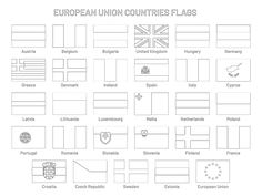 the european union countries flags are shown in black and white