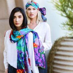 The bold colors of the scarf remind her of the vivacity of Mexico and her favorite artist, Frida. Happiness painted in colors, it carries her from summer to winter, perfect in every weather. 70% Cotton / 30% Silk Hand rolled edges 74" x 26" Bohemian Silk Scarf For Beach In Spring, Casual One Size Silk Scarf For Beach, Bohemian Multicolor Scarves, Summer Bohemian Silk Scarf, Bohemian Style Summer Scarves, Silk Scarf For Beach In Spring, One-size Silk Scarf For Spring Beach, Silk Scarf For Spring Beach, One Size Silk Scarf For Spring Beach