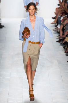 Michael Kors  khaki and baby blue 2015 Fashion Outfits, Fashion Outfits Summer, 2014 Fashion Trends, Fashion Week Spring 2014, 2014 Trends, Fashion Articles, Ny Fashion, Trend Report, Spring Fashion Trends