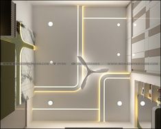 the interior of a bathroom with white walls and tile flooring is lit by neon lights