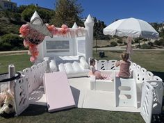 Party Rental Storage Ideas, Soft Play Rental Ideas, How To Start A Soft Play Business, Things To Rent Out For Parties, Party Decorations Business, White Soft Play Party, Starting A Soft Play Business, 1st Birthday Party Venue Ideas, Rental Equipment Business