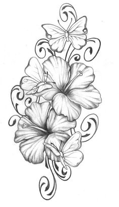 a black and white tattoo design with flowers on the bottom half of it, in an ornate frame