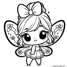 Coloriage Fée Disney Kawaii avec des ailes - Dessin gratuit Kawaii Fairy, Hello Kitty Colouring Pages, Drawing Lessons For Kids, Hello Kitty Coloring, Fairy Crafts, Printable Coloring Sheets, Coloring Pages For Girls