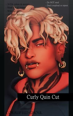 an image of a man with curly hair and piercings on his nose, wearing gold hoop