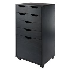 an image of a black dresser with drawers