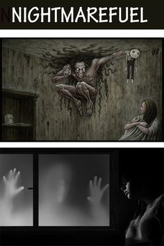 three different pictures with the words nightmares written on them and an image of two hands reaching out