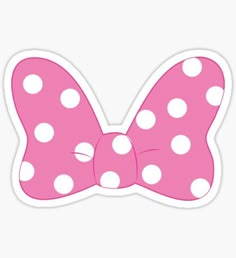 a pink bow with white polka dots sticker