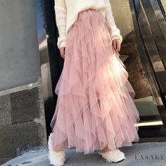 Lasaky - Lovely Lady's Unique, Flowy, and Comfortable Skirt Semi Formal Skirts, Tule Rok, Long Midi Skirt, Long Skirt Casual, Pink Ball Gown, Comfortable Skirts, Gown Pattern, Pleated Long Skirt, Long Skirts For Women