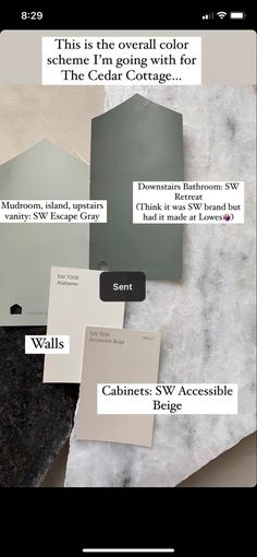 the different shades of paint are shown on this phone screen, with text below them