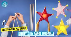 the instructions for how to make an easy diy paper star decoration with straws