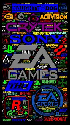 an advertisement for the sony game's logo is shown in this graphic art work