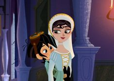 the princess and the frog are standing next to each other in front of a candle