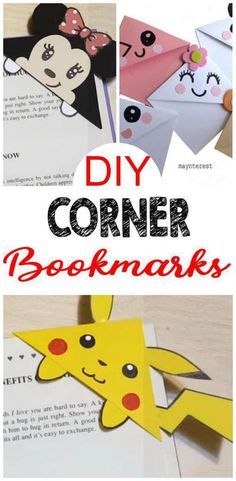 some paper crafts that are made to look like pokemons and the words diy corner bookmarks