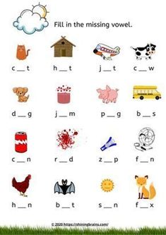 an english worksheet with animals and letters