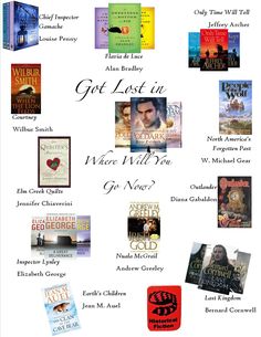 a poster with different books on it and the words get lost in where will you go?