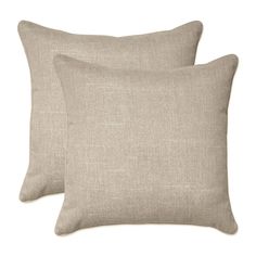 two beige pillows on a white background