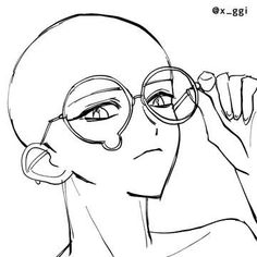 a drawing of a man with glasses looking up at something in his hand and the words i