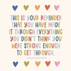 a quote that says, this is your reminder that you have made it through everything you didn't think you were strong enough