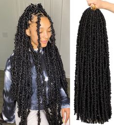 PRICES MAY VARY. About Product ：An upgraded style of traditional butterfly locs,100% Hand-made braids. Package: 2 Packs Of distressed Locs, 10 roots/pack, 60 Roots in total. Normally 6-7 packs can make a full head. Advantage:Beautifully made ,Super cute ,Pre-made and easy to install,Lightweight,No smell,Look natural,No tangled,Install it directly, Save time Material :Low Temperature Fiber Synthetic Hair Extensions，No Fade. Hair Color :1B#, 27#, 30#, 350#, 613#, BUG#, T27#, T30# Product Name:30 I Faux Locs Long, Styles Locs, Distressed Faux Locs, Butterfly Locs Crochet Hair, Butterfly Locs Crochet, Faux Braids, Faux Loc, Faux Locks, Afro Twist