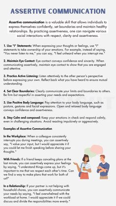 Assertive communication is a key aspect of effective interactions, where individuals express their thoughts, feelings and needs in a direct and respectful manner. It involves standing up for oneself while also considering the rights and feelings of others 💕 #communication Expressing Needs In A Relationship, Friendship Communication, Confident Communication, Communicate Feelings, Behavior Is Communication, Respectful Communication, Emotional Communication, Types Of Communication, Proper Communication