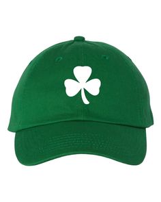 "Shamrock - Dad Hat  Perfect For Any Occassion!  Also Available In Different Colors!  HAT BRAND & MATERIAL: Valucap - Classic Dad's Cap - VC300A - 100% bio-washed chino twill - Unstructured, six-panel, low-profile - Pre-curved visorAdult-Fit Lightweight Bio-washed Twill - Sewn Eyelets - Cloth Strap - Tri-glide Buckle Closure - Adult Sizing: 6 5/8\" - 7 3/8\" - Design is printed with premium vinyl Any questions, please message us before placing your order and we would be more than glad to assist you! All products are made to order in our production warehouse in Long Beach, California We always choose the best brands and materials so that you will always receive top quality products. Thank you for shopping with us! - AmeriTrendsHoliday." Green Dad Hat For Baseball Season, Military Style Green Snapback Baseball Cap, St Patricks Day Trucker Hat, Green 5-panel Baseball Cap With Embroidered Logo, St Patricks Day Hat, Military Green Snapback Baseball Cap, Green Hats, St Paddy, St Paddys Day