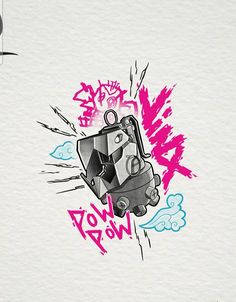 a drawing of a camera with the word wow ya on it's back side