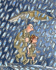 Satirical Illustrations, Art With Meaning, 동화 삽화, Meaningful Pictures, Social Art, Deep Art, Meaningful Art, In The Rain, Satire