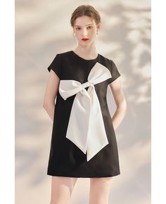 Get 10% off now! Buy cute bow knot black and white mini dress at cheap price online. Free stable shipping and pro custom service since 2009. Chic Mini Dress With Bow Print, Mini Length Party Dress With Bow Print, Chic Summer Mini Dress With Bow Tie, Elegant Mini Dress With Bow Print, Party Mini Dress With Bow Print, Elegant Bow Print Mini Dress For Party, Chic Bow Tie Mini Dress For Spring, Spring Mini Dress With Bow Print, Black Bow Tie Dress For Party